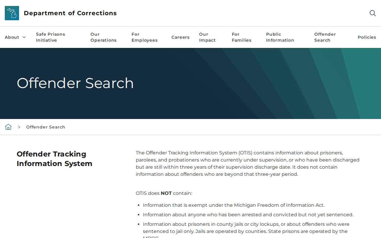OTIS search scope for Ingham County criminal records